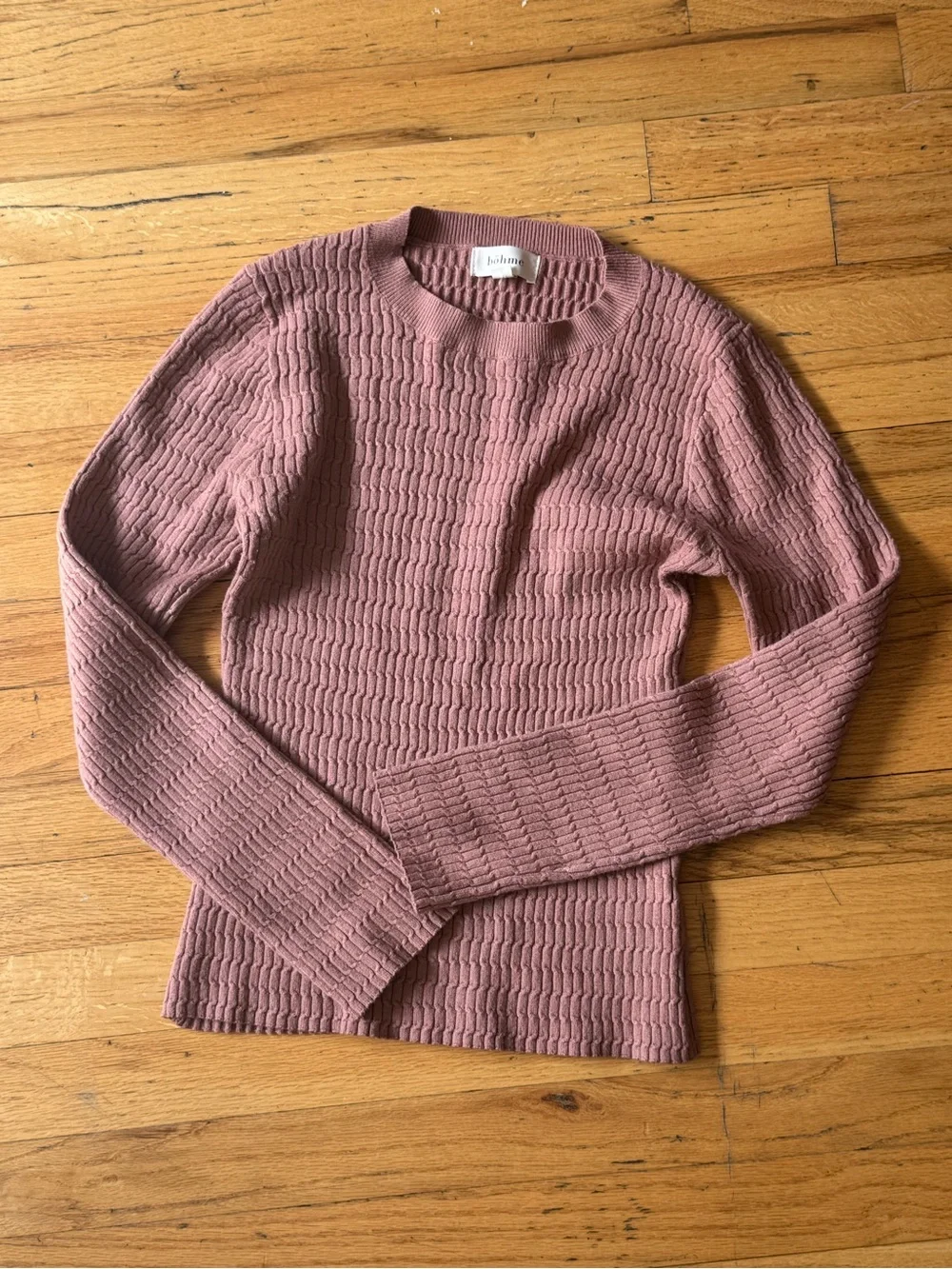 bohme Textured Crewneck Sweater in Dusty Mauve